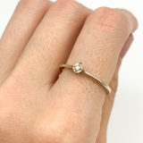 Certified Real Diamond Ring - Solid 14K White Gold Diamond Ring - Dainty Brilliant Engagement Ring