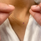 Ruby Gold Necklace - 14k Solid Gold Necklace - Genuine Ruby Necklace