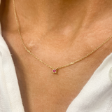 Ruby Gold Necklace - 14k Solid Gold Necklace - Genuine Ruby Necklace