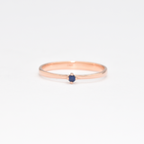 Genuine Sapphire Ring - Real 14k Rose Gold Ring - Dainty Solitaire Ring