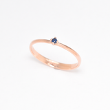 Genuine Sapphire Ring - Real 14k Rose Gold Ring - Dainty Solitaire Ring