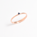 Genuine Sapphire Ring - Real 14k Rose Gold Ring - Dainty Solitaire Ring