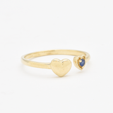 Certified Real Sapphire Gold Ring - Solid 14k Real Gold Sapphire Ring - Dainty Open Heart Real Gold Ring