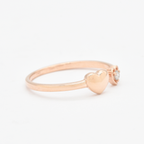 Certified Real Diamond Open Heart Ring - Real 14k Gold Diamond Ring - Dainty Brilliant Solid Gold Ring