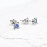 Genuine Sapphire Studs - Minimalist Gold Earrings - Solid Gold Sapphire Studs
