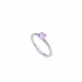Certified Sapphire Ring - Pink Sapphire Ring - Solid White Gold Ring
