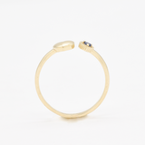 Certified Real Sapphire Gold Ring - Solid 14k Real Gold Sapphire Ring - Dainty Open Heart Real Gold Ring