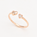 Certified Real Diamond Open Heart Ring - Real 14k Gold Diamond Ring - Dainty Brilliant Solid Gold Ring