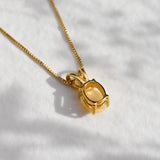 Natural Opal Pendant set in 18k yellow gold over solid 925 sterling silver. October birthstone necklace that is believed to stimulate imagination and love. An oval solitaire necklace gift idea for her, ideal for solo wearing or layering, can be worn on special occasions and casual wears.