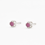 Certified Real Ruby Earrings - Solid 18k White Gold Ruby Studs - Dainty Red Ruby Earrings