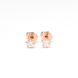 Certified Diamond Earrings - Solid Rose Gold Earrings - 3mm Diamond Studs