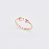 Genuine Ruby Ring - Real 14k Rose Gold Ring - Gold Heart Ring