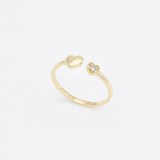 Certified Diamond Heart Ring - Real 14k Gold Diamond Ring - Dainty Heart Ring