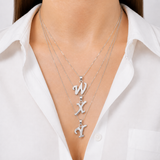 Silver Letter Pendant - Initial Letter Charm - Personalized Letter Necklace