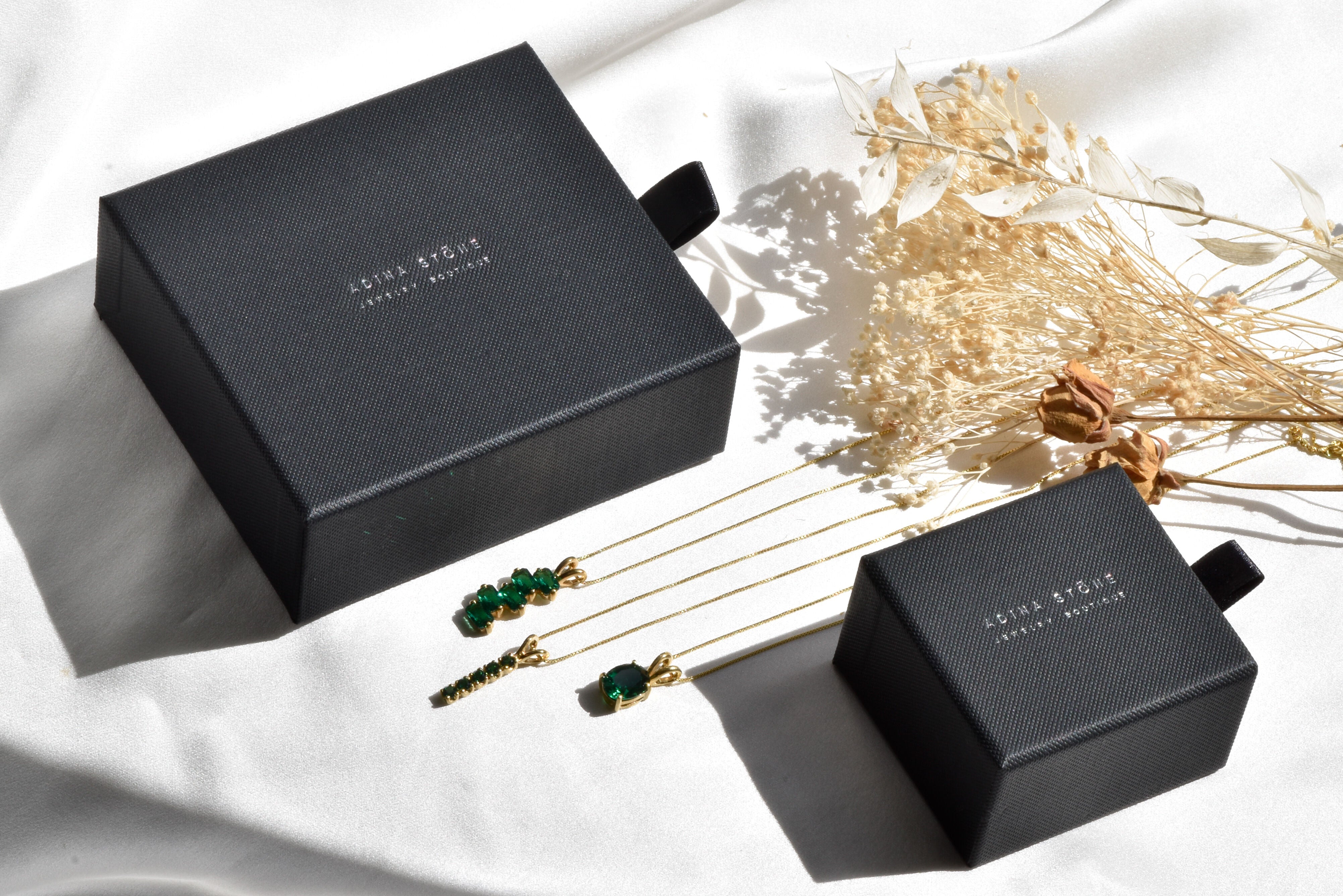 Ideal gifting ideas, Adina Stone Jewelry comes in a luxury cardboard box ready for gifting, green sustanable jewelry box.