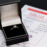 Certified Sapphire Ring - Pink Sapphire Ring - Solid White Gold Ring