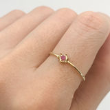 Certified Real Ruby Ring - Solid 14k Gold Ruby Ring - Dainty Solitaire Gold Ring