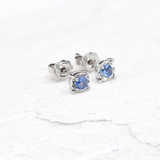 Genuine Sapphire Studs - Minimalist Gold Earrings - Solid Gold Sapphire Studs