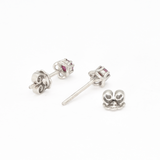 Certified Real Ruby Earrings - Solid 18k White Gold Ruby Studs - Dainty Red Ruby Earrings