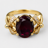 Gold Ruby Ring - Ribbon Ring, Statement Ruby Ring, July Birthstone Ring