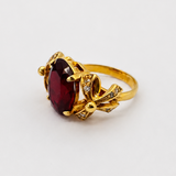 Gold Ruby Ring - Ribbon Ring, Statement Ruby Ring, July Birthstone Ring