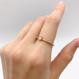 Dainty Diamond Rose Gold Ring - Certified Real Diamond Ring - Solid 14k Rose Gold Diamond Ring