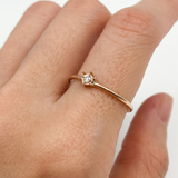 Dainty Diamond Rose Gold Ring - Certified Real Diamond Ring - Solid 14k Rose Gold Diamond Ring