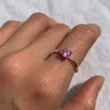 Certified Sapphire Rose Gold Ring - 14k Gold Sapphire Ring - Round Pink Sapphire Ring
