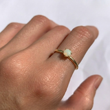 Genuine Opal Gold Ring - Solid Gold Ring - Solitaire Opal Ring