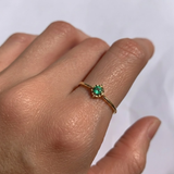 Genuine Dainty Emerald Ring - 14k Solid Gold Ring - Certified  Emerald Ring