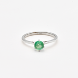 White Gold Emerald Ring - Genuine Emerald Ring - Emerald Solitaire Ring