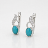 White Gold Turquoise Earrings - Sleeping Beauty Turquoise - Blue Drop Earrings