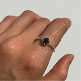 Sapphire Engagement Ring - Real 14k White Gold Sapphire Ring - Round Sapphire Gold Ring