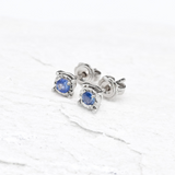 Genuine Sapphire Studs - Minimalist Gold Earrings - Solid Gold Sapphire Studs