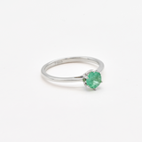 White Gold Emerald Ring - Genuine Emerald Ring - Emerald Solitaire Ring
