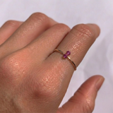 Real Ruby Gold Ring - Dainty Ruby Gold Ring - Two Stone Solid Gold Ring