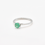 White Gold Emerald Ring - Genuine Emerald Ring - Emerald Solitaire Ring