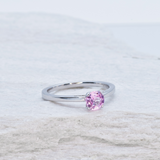 Certified Sapphire Ring - Pink Sapphire Ring - Solid White Gold Ring