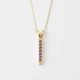 Vertical Amethyst Pendant- Natural Amethyst Necklace, Purple Gold Pendant