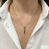 Dainty Onyx Pendant - Black Vertical Necklace - Onyx Bar Necklace