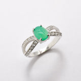 Elegant Chrysoprase Ring - Green Promise Ring - Vintage Split Shank Ring