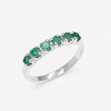 Real Emerald Ring - Half Eternity Emerald Band, May Birthstone Ring
