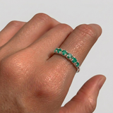 Real Emerald Ring - Half Eternity Emerald Band, May Birthstone Ring