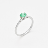 White Gold Emerald Ring - Genuine Emerald Ring - Emerald Solitaire Ring