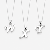 Silver Letter Pendant - Initial Letter Charm - Personalized Letter Necklace