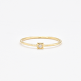 Square Diamond Gold Ring - Minimalist Solid Gold Ring - Solid 14k Gold Ring