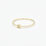 Square Diamond Gold Ring - Minimalist Solid Gold Ring - Solid 14k Gold Ring