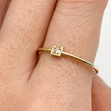 Square Diamond Gold Ring - Minimalist Solid Gold Ring - Solid 14k Gold Ring