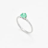White Gold Emerald Ring - Genuine Emerald Ring - Emerald Solitaire Ring