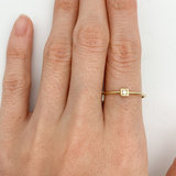 Square Diamond Gold Ring - Minimalist Solid Gold Ring - Solid 14k Gold Ring